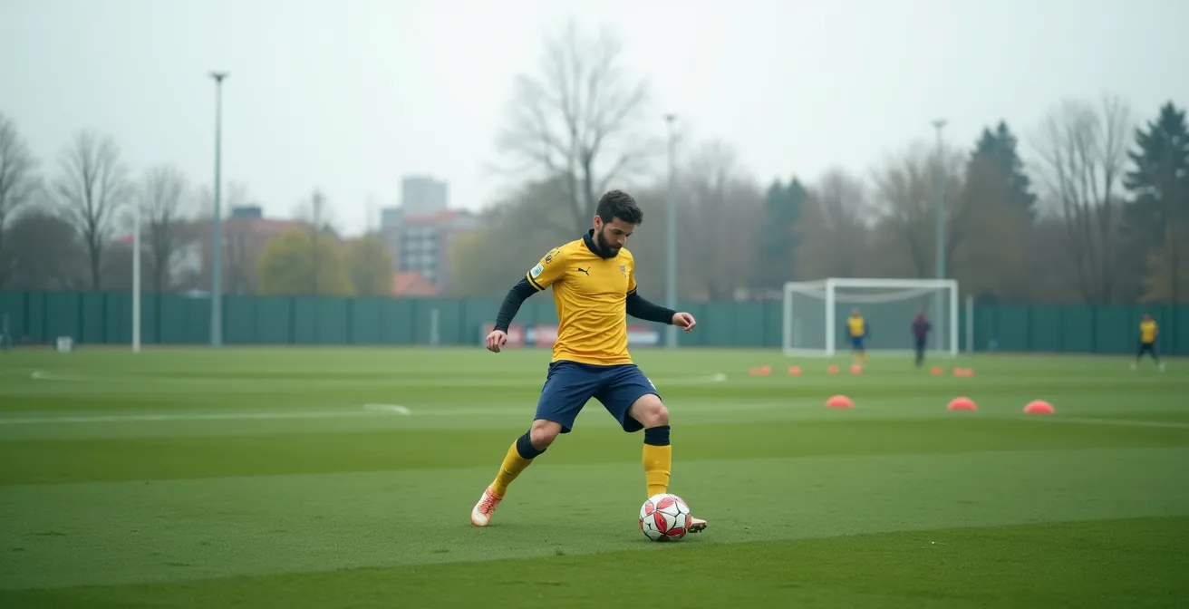 Milieu de terrain effectuant un contrôle orienté parfait pour changer la direction du jeu