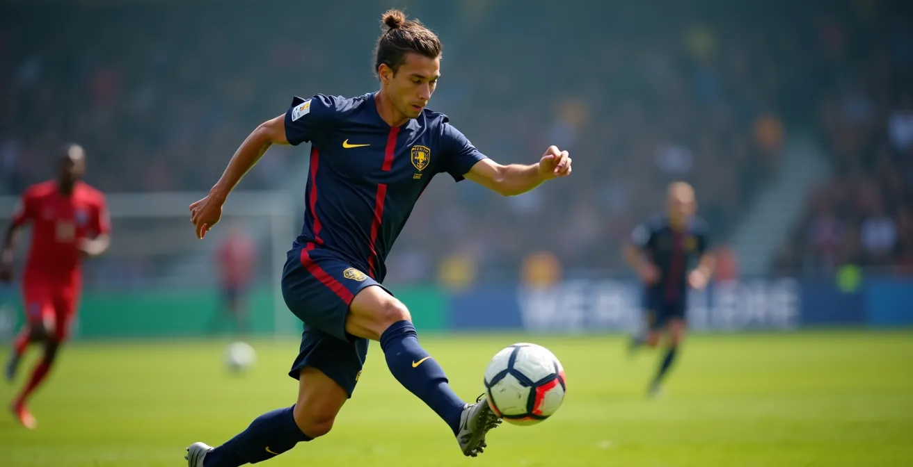 Un milieu de terrain français effectuant un contrôle orienté parfait