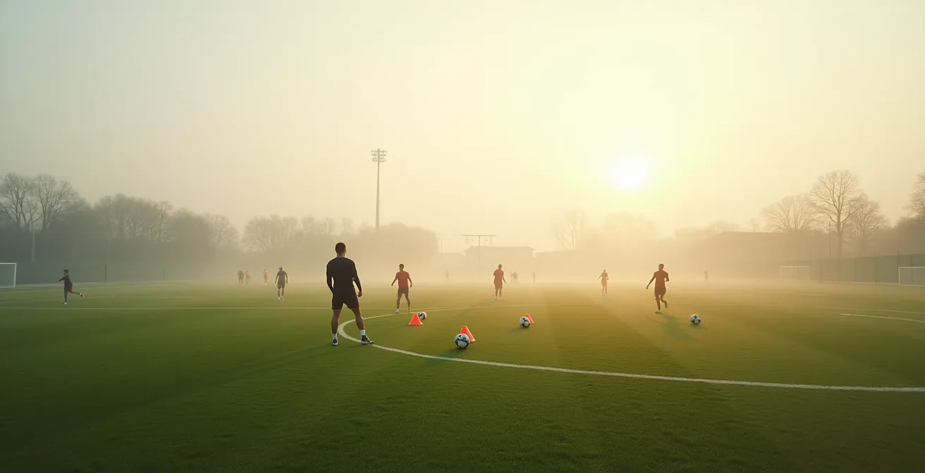 Séance d'entraînement aux gestes techniques sur un terrain français