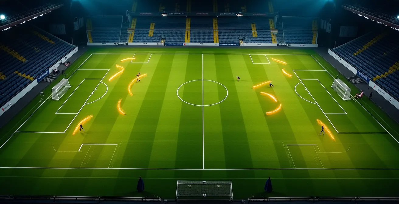 Vue aérienne montrant l'évolution des zones d'activité d'un joueur sur le terrain avec l'âge