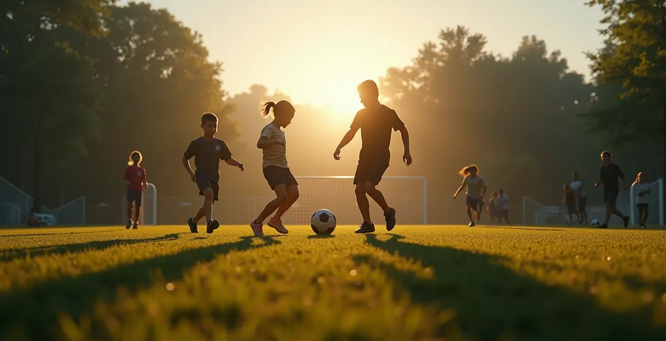 Parents regardant un match de football de jeunes depuis le bord du terrain