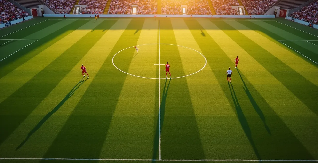 Vue aérienne d'un terrain de football montrant les mouvements tactiques